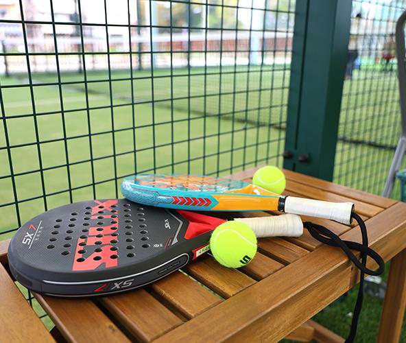Padel players on court