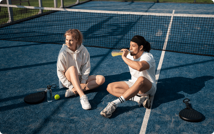 Padel players on court